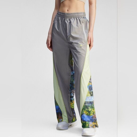 Adidas by Stella McCartney Earth Collage Woven Track Pants Women's Medium M Grey - Picture 2 of 16